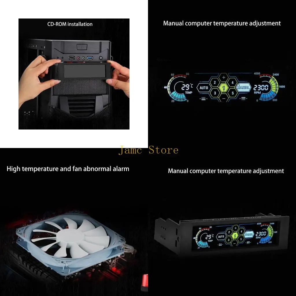 

LX0B Контроллер вентилятора для ПК Регулятор скорости вентилятора корпуса 5 охлаждающих вентиляторов/Панель управления большой