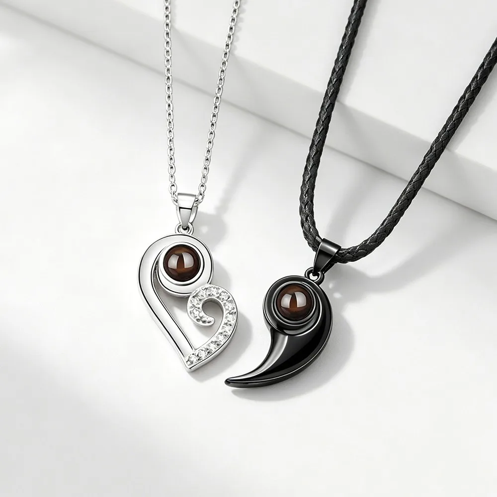 100 Languages ​​I Love You Zircon Heart Necklaces Pendant Stainless Steel Jewelry Romantic Birthday Gifts For Lover