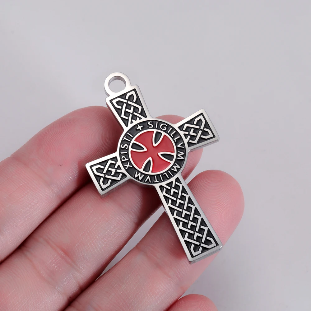 Dawapara Templer-Kreuz-Anhänger für die Schmuckherstellung, Heiliger Ritter, religiöser Schutz, Amulett, Edelstahl-Charm, DIY-Zubehör – Detail 5