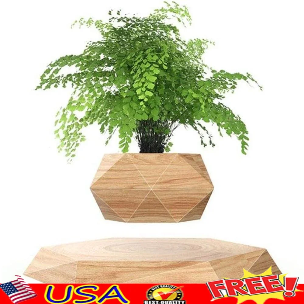 

Levitating Plant Pot Hexagon Floating Air Bonsai Pot Magnetic Suspension Planter 360° Rotation Home Office Decoration