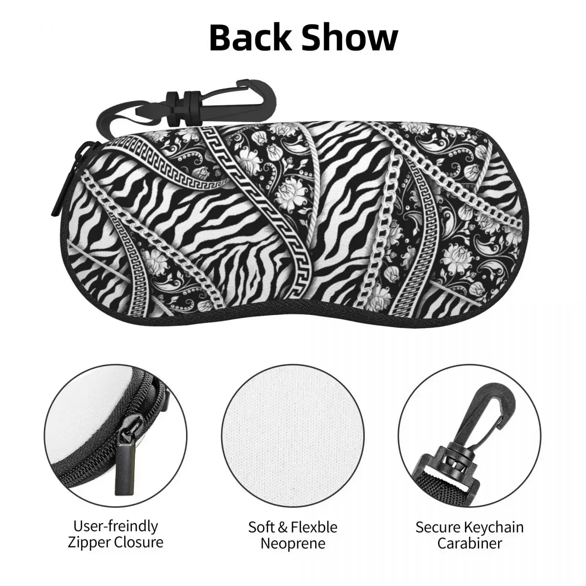 مخصص النمر زيبرا الجلد طباعة نظارات حالة لينة النيوبرين سستة النظارات الحقيبة المحمولة واقية نظارات حقيبة التخزين