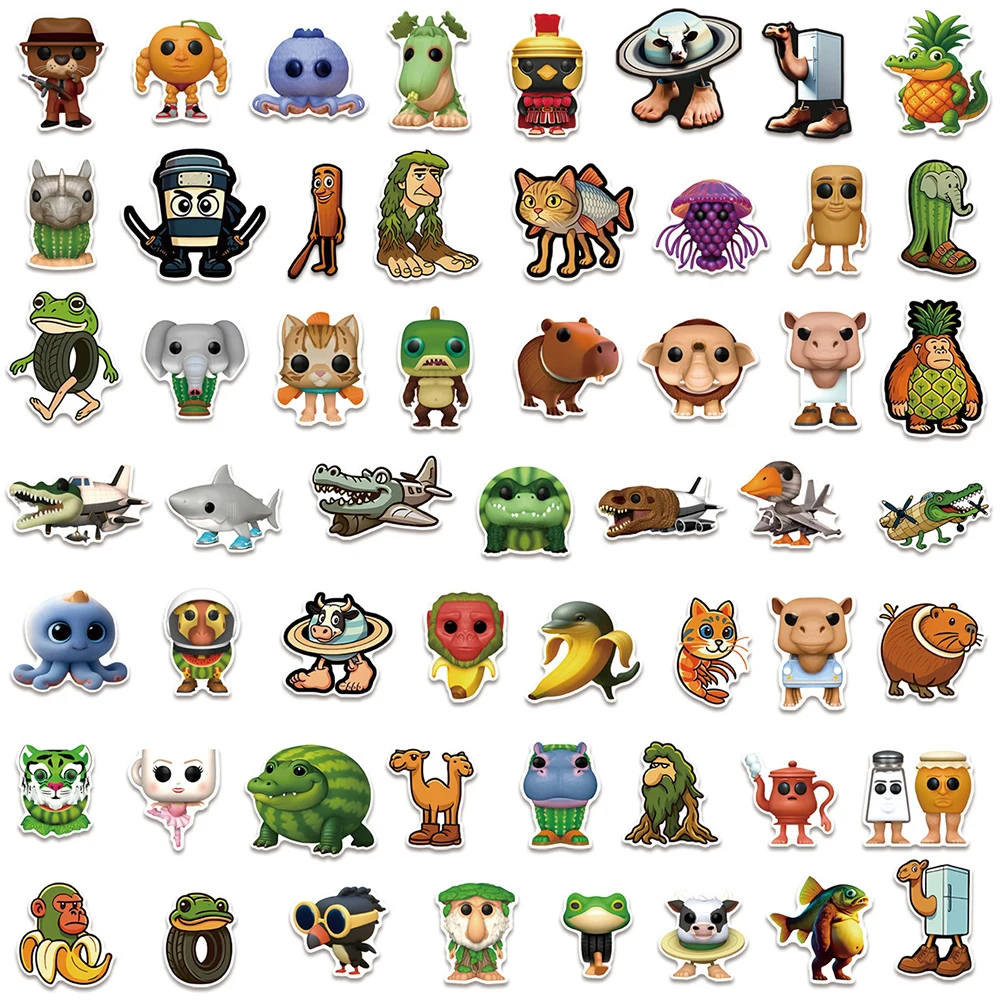 10/30/50PCS AI Abstract Brainrot Abstract Cartoon Stickers Tung Tung Tung Sahur Funny Animal Graffiti Decals Kids DIY Sticker