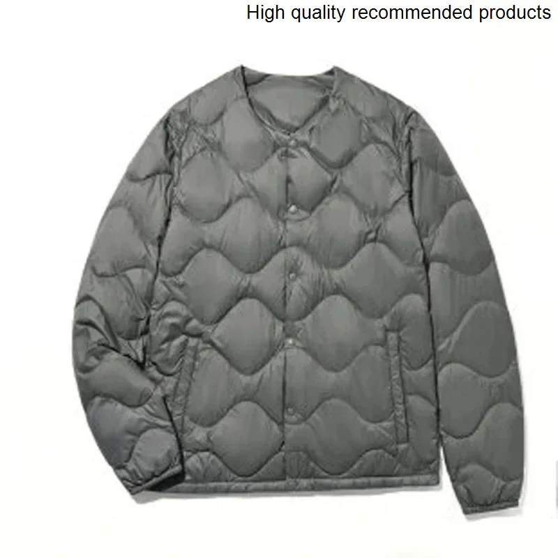 new style Men's round 2025 neck thin gourd down jacket liner lightweight collarless down jacket