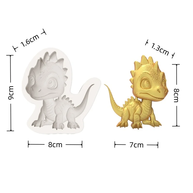【Cute Little Dinosaur Silicone Baking Mold】Q-Version Spiky Dinosaur Shape Chocolate Candy Fondant Decoration Mold view 3