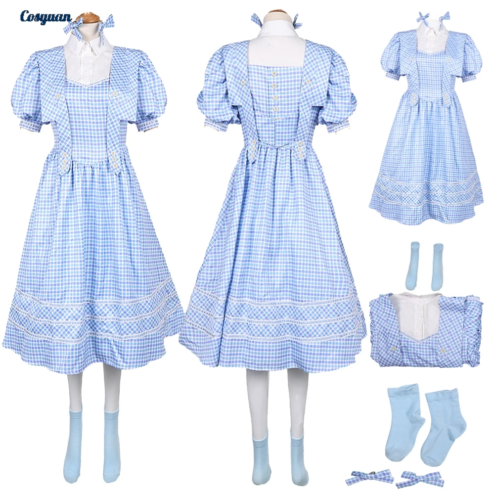 

2025 фильм злой косплей Дороти синее платье ткань для женщин и взрослых вечерние маскировка костюм на Хэллоуин карнавальные наряды для ролевых игр костюмы