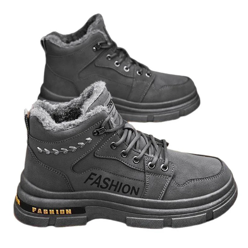 Stivali da neve da uomo alti addensati Stivali invernali in peluche caldi Stivaletti in cotone resistenti al freddo impermeabili antiscivolo Botas Para Hombre