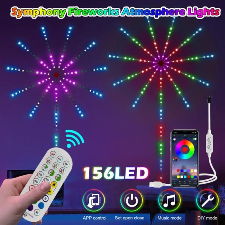 

Светодиодные фейерверки Dream Color RGB Smart Music Sync APP Пульт дистанционного управления