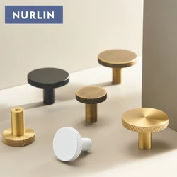 Nurlin Solid Brass Knurling Patterned Cabinet Knobs Matte Antique Brass Black White Gold Cabinet Handles Wall Bathroom Hooks