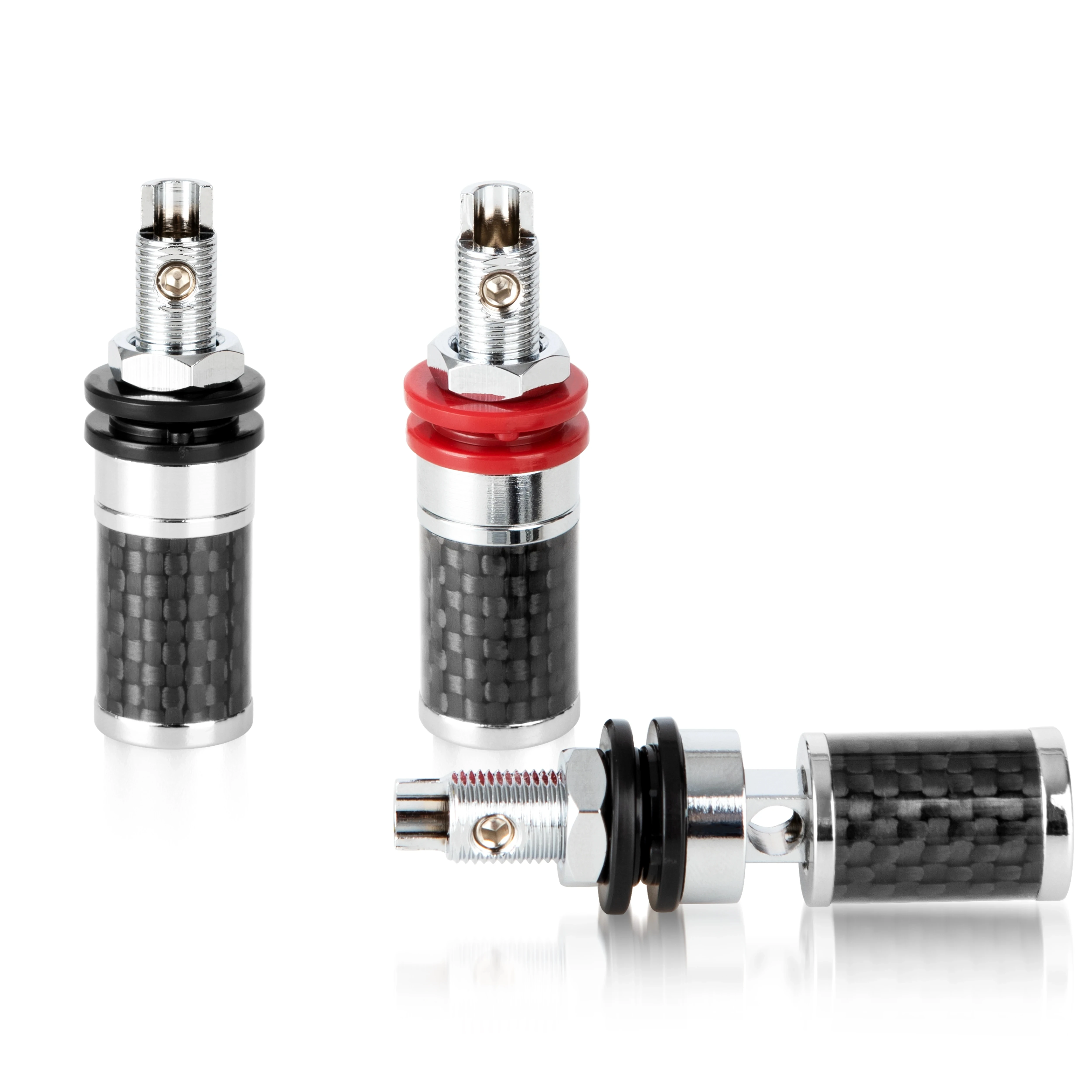 

Hi-end HiFi Carbon Fiber Binding Post Banana Plug Terminals with Rhodium Plated Speaker Audio Solder-free Banana Terminals