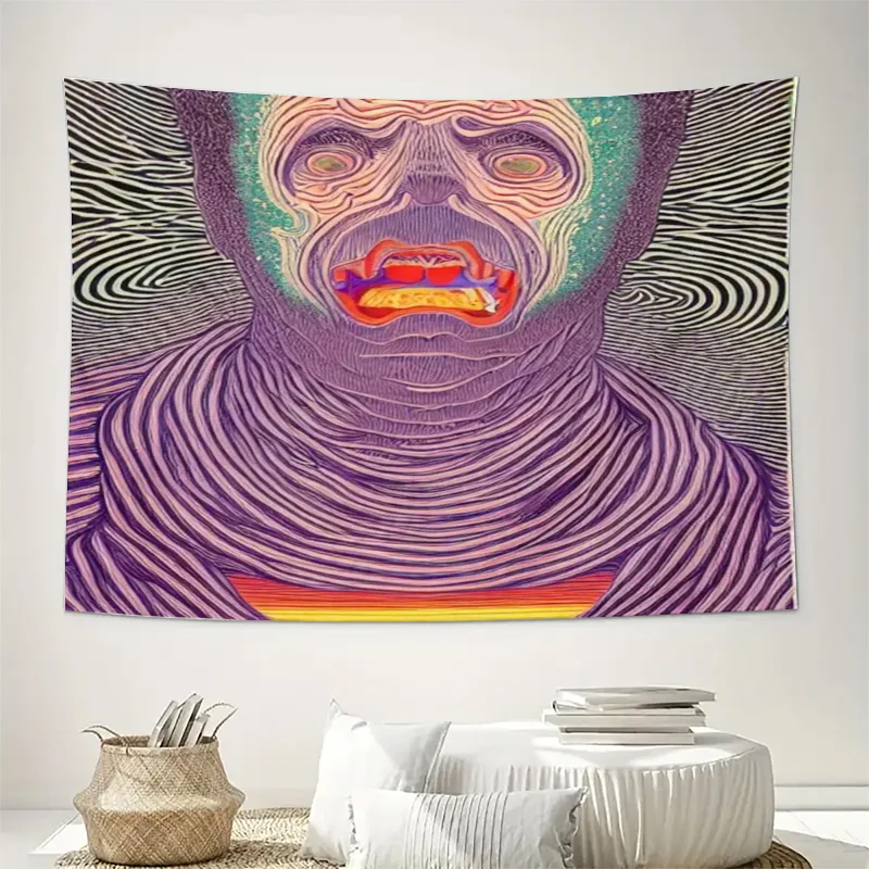 Abstract Surreal Face Portrait Tapestry Wall Hanging Bohemian Psychedelic Art Home Decor Modern Living Room Wall Art