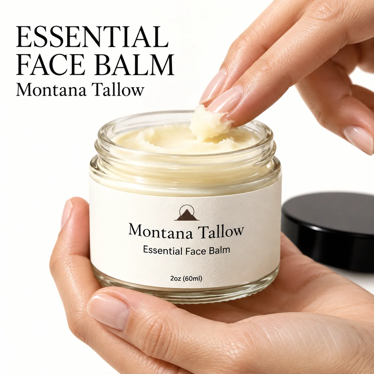 Essential Beef Tallow Face Balm Non Greasy Hydrating Cream with Coconut Oil for Daily Moisture Under Makeup and Dry Skin