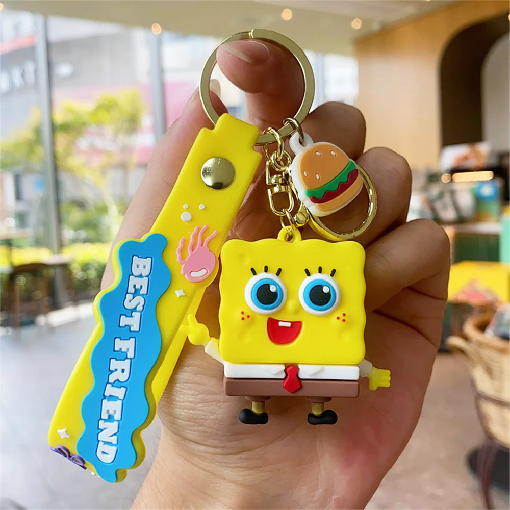 Cartoon Cute SpongeBob Pie Star Keychain Exquisite Doll Women's Bag Pendant Hanging Decoration Couple's Small Gift ﻿