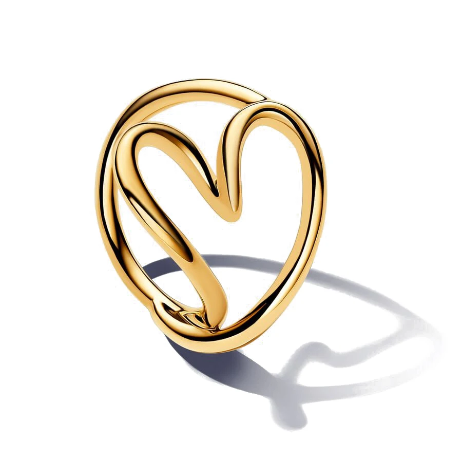 2025 New 925 Sterling Silver 18K Gold Plated Geometric Pearl Bow Heart Ring Rings Fashion Fine Jewelry For Women Size 6 7 8 9