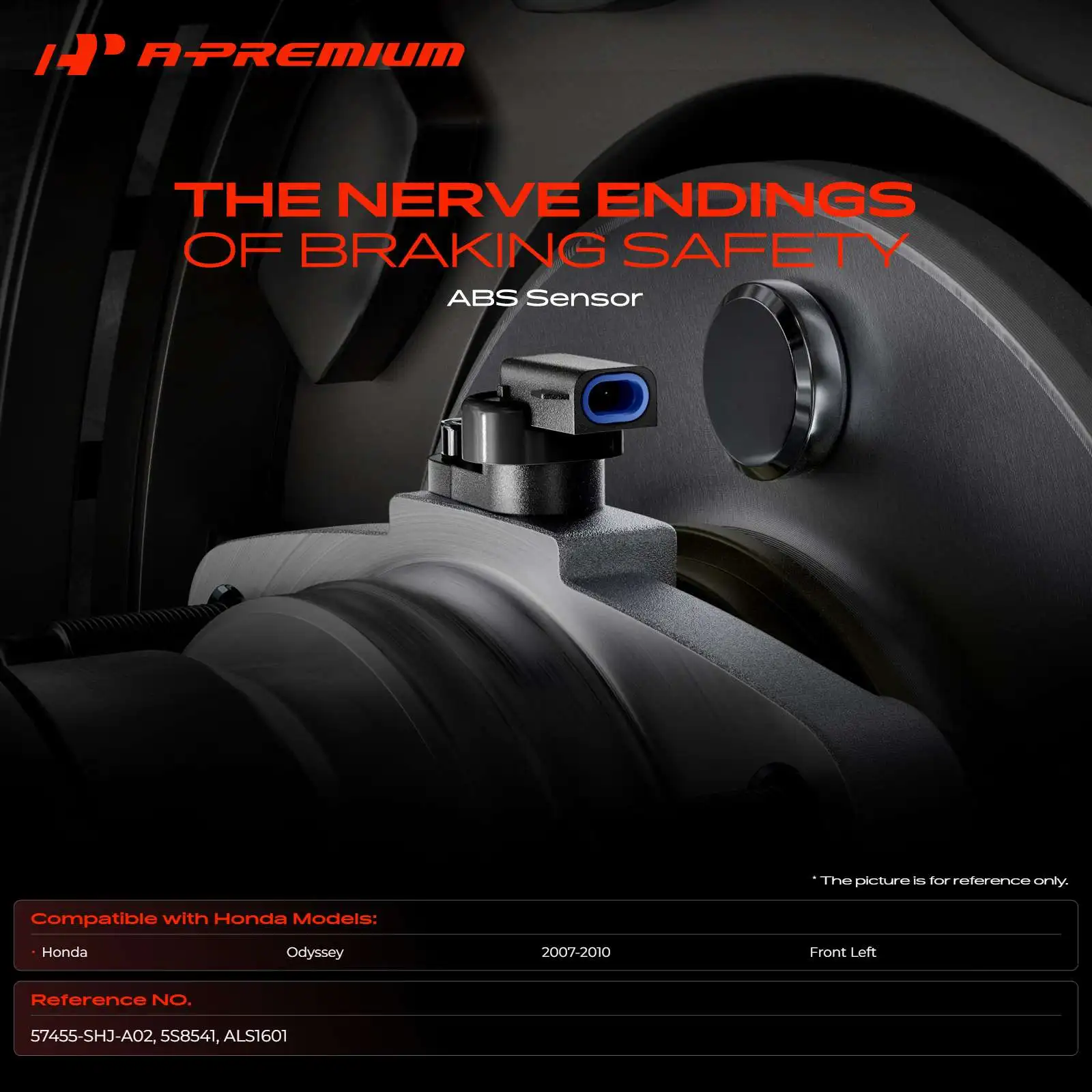 A-Premium Front Driver Side ABS Wheel Speed Sensor for Honda Odyssey 2007-2010 2