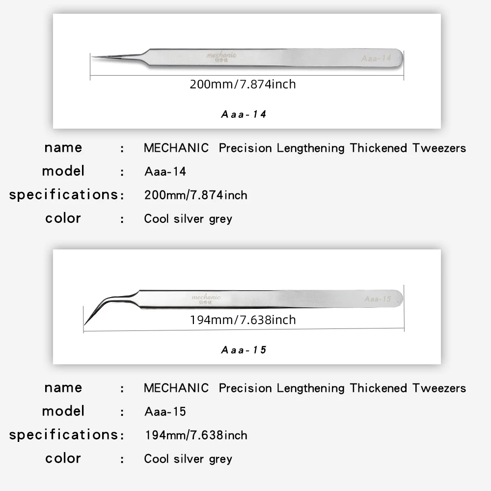 MECHANIC Pinza Industrial Ultra-Precisa Anti-estática de Acero Inoxidable Magnético Juego de Herramientas Manuales para Reparación Electrónica PCB