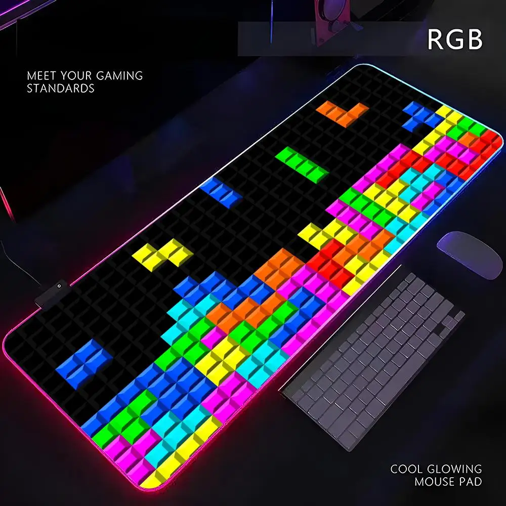 

Коврик для мыши T-Tetris RGB Gamer со светодиодной подсветкой, коврик для мыши, периферийный коврик для мыши, коврик для компьютерного стола, коврик для мыши XL, ковер для клавиатуры
