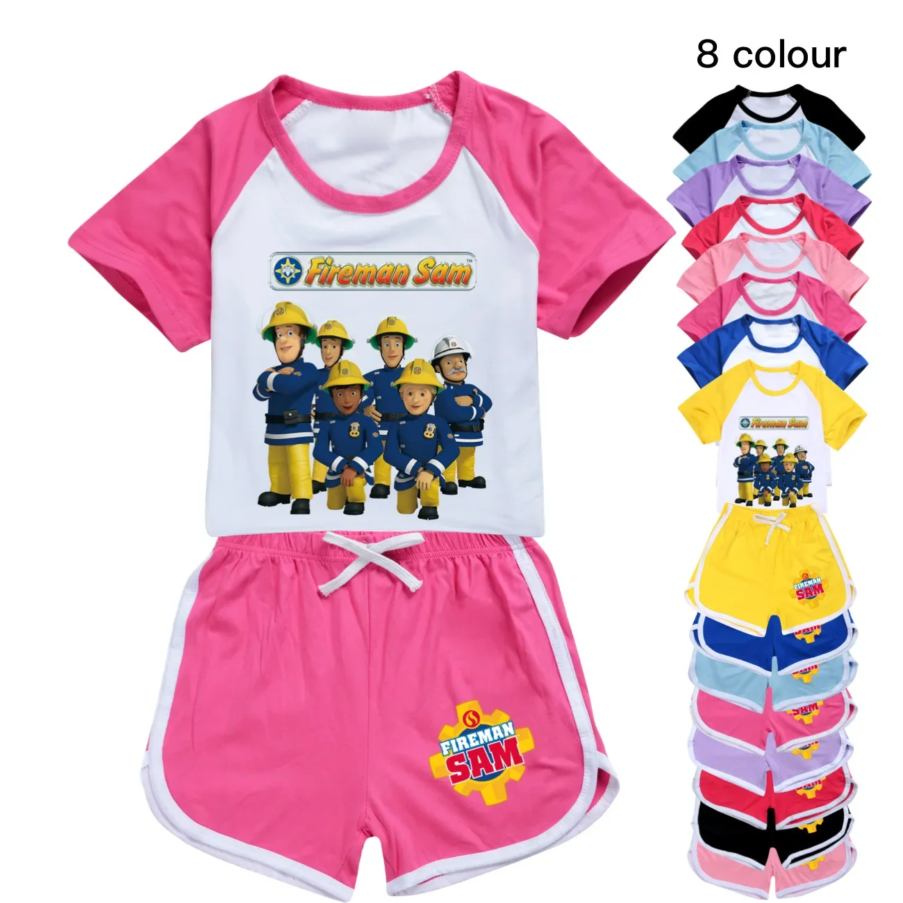 Teen Fireman Sam Clothes Children Short Sleeve T-shirt Shorts 2pcs SportSuit Toddler Boy Girls Outfits Kids Leisure Clothing Set