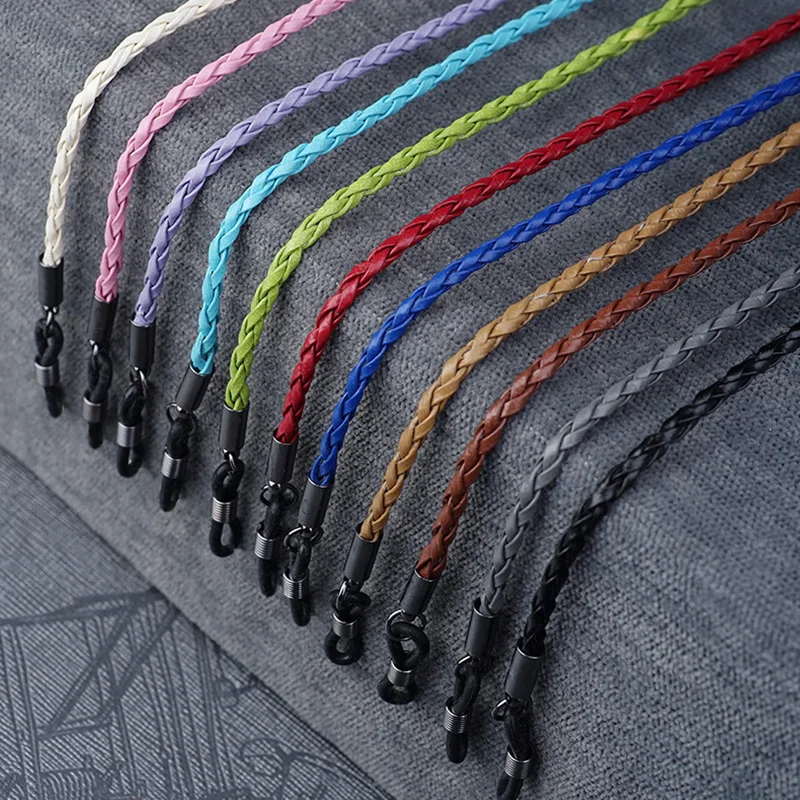 Thick Twist Sunglasses Leather Rope Chain Eyewear Braided Glasses Lanyard Strap Outdoor Sports Non-slip Eyeglass Accessories