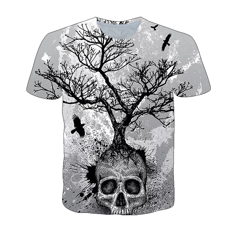 

2022 Fashion Summer T-Shirt Men 3D Skull Vintage Men's T-Shirt Streetwear Splicing Oversized T Shirt Men's Clothing Top XXS-6XL