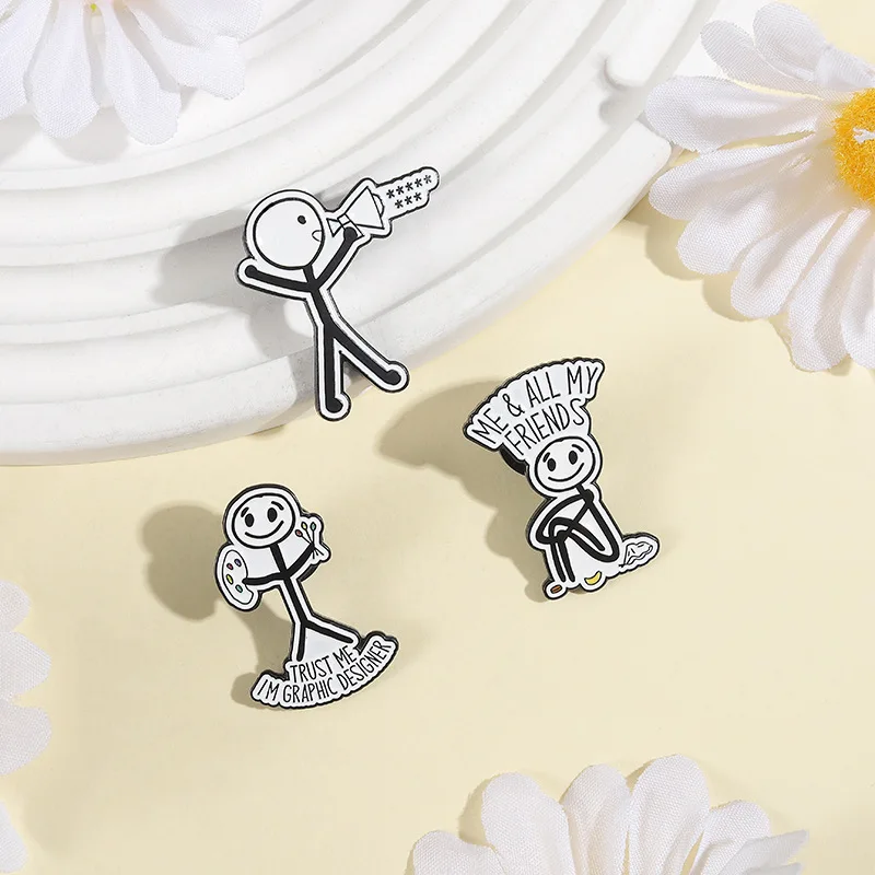 بسيطة خط الرسم بروش الكرتون متعة البوق على شكل مصمم شارة معدنية هدية صغيرة بالجملة غطاء دبابيس لحقائب الظهر التلبيب دبوس #2