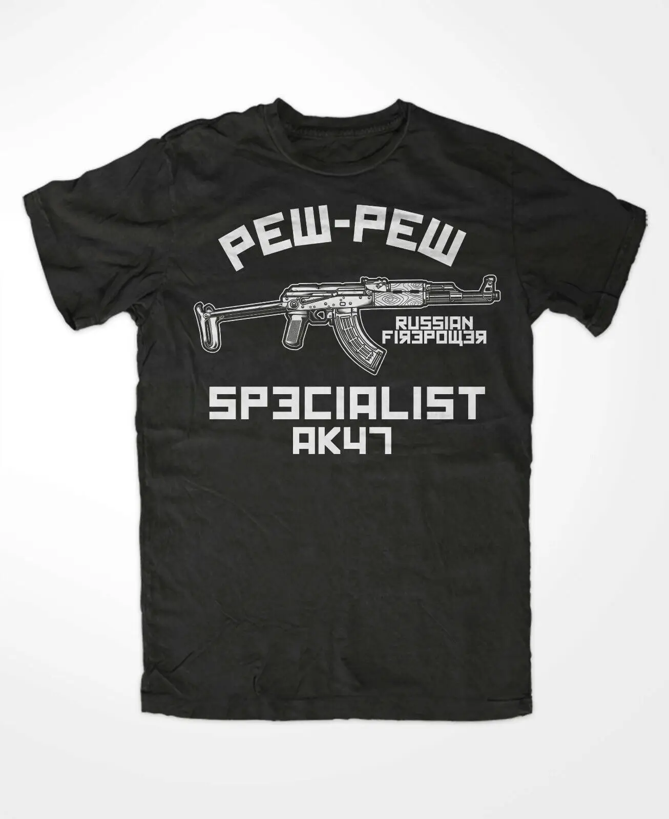 Vintage USSR Russian PEW-PEW Kalashnikov AK-47 Assault Rifle T-Shirt 100% Cotton O-Neck Short Sleeve Summer Casual Mens T-shirt