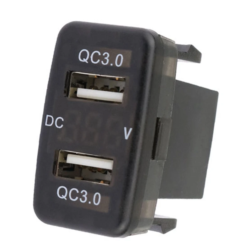 Leading-Edge-Car Dual USB3.0 Fast Charge พร้อมจอแสดงผลโวลต์มิเตอร์สีดําแรงดันไฟฟ้า Car Charger สําหรับ Toyota