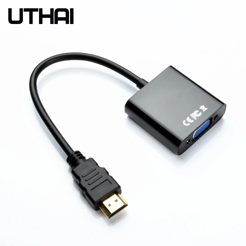 T20 HDMI-compatible1080P VGA 어댑터 3.5mmAudio 4K HD 디지털 케이블 노트북 태블릿 HDMI 남성 VGA Famale 변환기