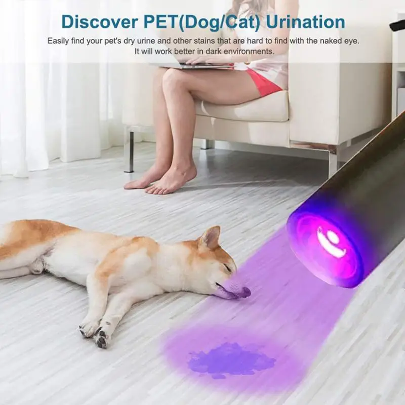 3W 365nm UV Flashlight - USB Rechargeable Pet Urine & Money Detector for Fungal/Scorpion/Ink Inspection