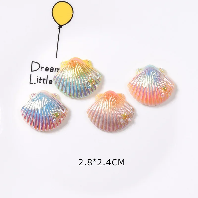 5pcs gradual change color shell resin flatback cabochons jewelry accessories diy resin charms for scrapbooking embellishments