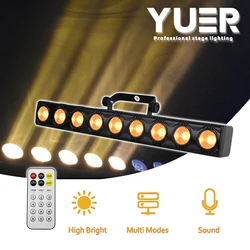 Yuer Wall Wash Lamp 9x12w Golden bar Strobe Light Long Strip LED Wall Washer Stage Dyeing Lights DJ Disco DMX Auto Sound control