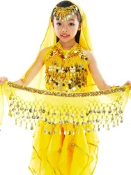 Paillettes danza orientale Costume di Halloween per bambini pancia Hip sciarpa Performance Jazz nappe ragazza Fantasia vestiti latini arabi