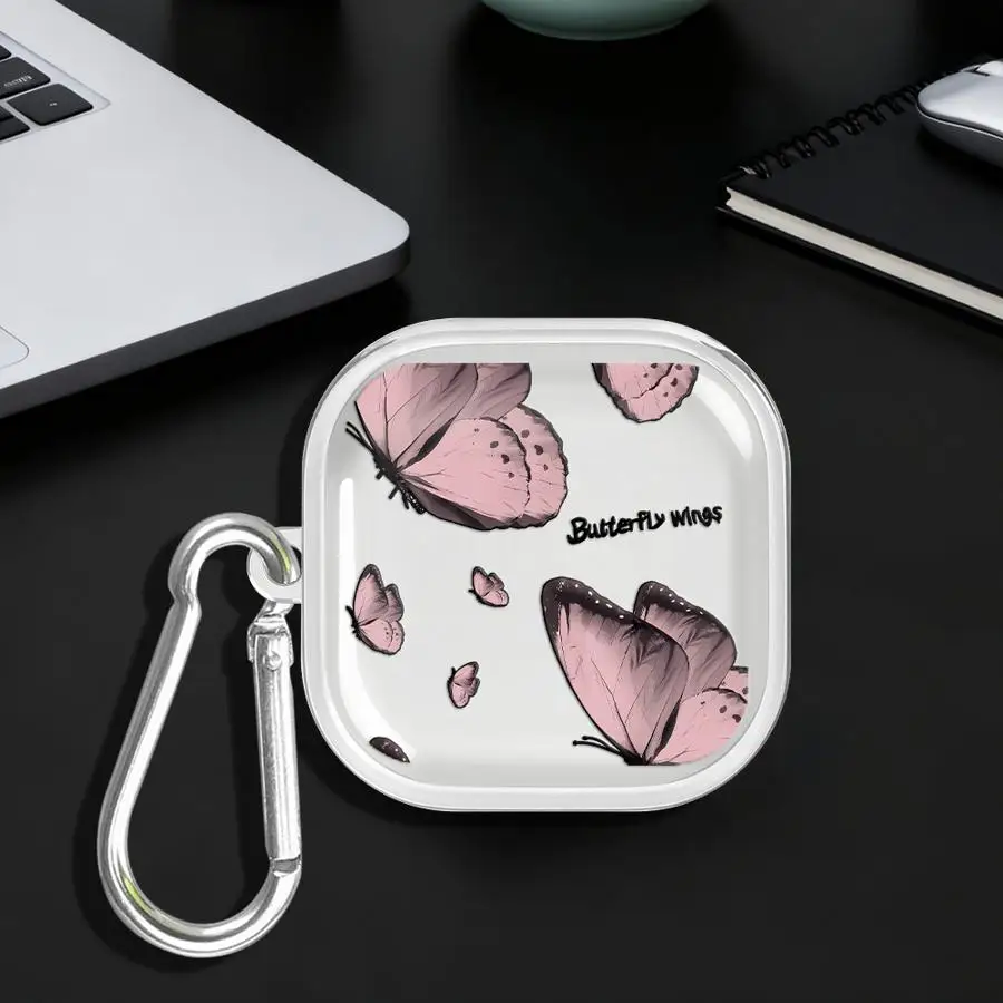 Case For Samsung Galaxy Buds 3Pro 2 Live 4 Pro 3 FE 4Pro 2Pro Clear Earphone Cases Cover With Hook Red Blue Butterfly view 6