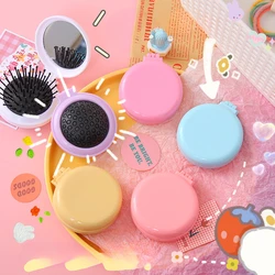 Random color Soft Cute Mirror Integrated Mini Portable Portable Comb Airbag Comb