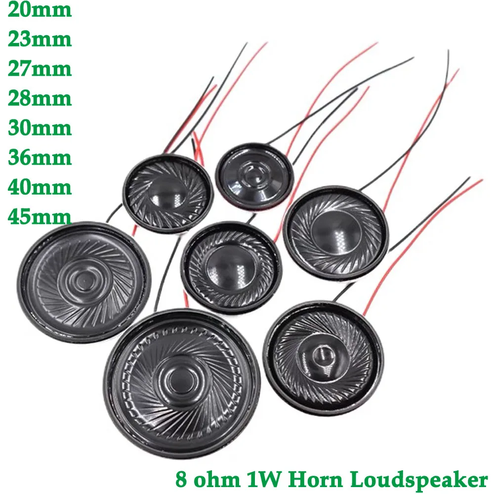 1/5PCS Ultra Thin Speaker 8 Ohms 1 Watts 1W 8R Diameter 20MM 23MM, 28MM, 36MM, 40MM, With MX Wire 1.25 Terminal Connector