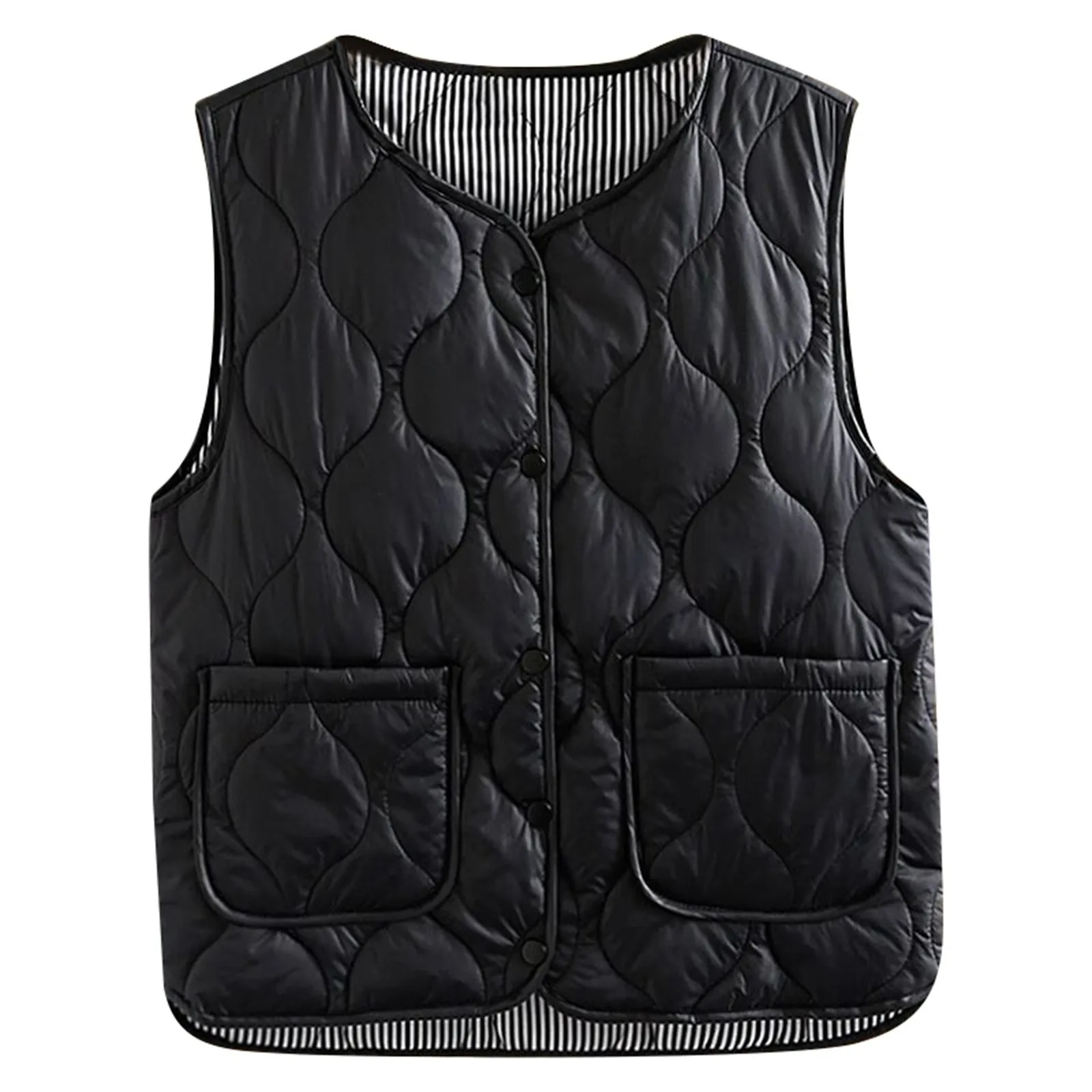 Lightweight Fall Vest Women's Winter Layering Vest Coat with Storage Bag Thin Padded V Neck Sleeveless Down Coat for Outdoor