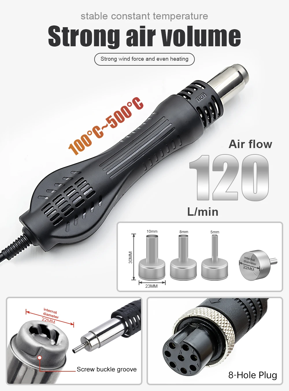 JCD 8586D Soldering Station 2 IN 1 Hot Air Gun Solder Station with 2 Digital display,10-Minute Sleep Mode for SMD Rework