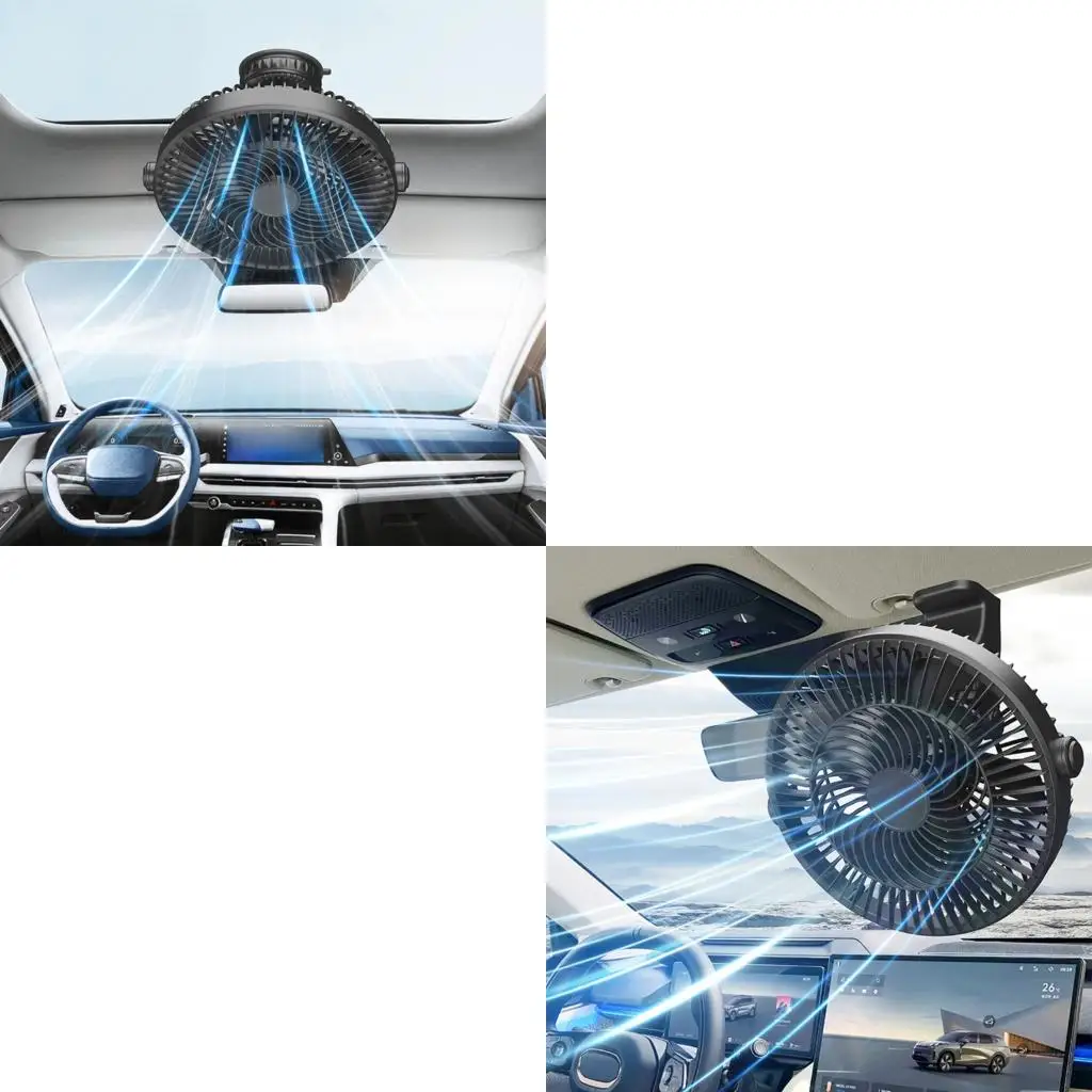 XA6H Road Trip Car Fan with Vehicle Socket Power, 12V 24V Cabin Cooling Fan with Adjustable Head and Flexible Mount for Truck or
