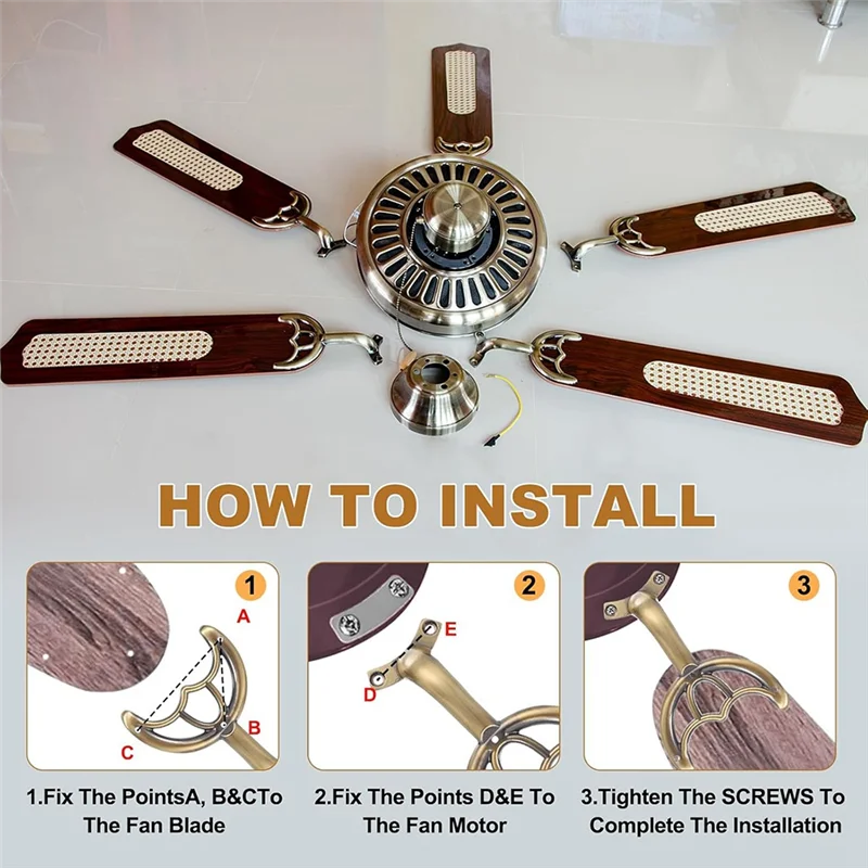 AB41-شفرات بديلة لمروحة السقف 52 بوصة، مجموعة دعامات تثبيت مكونة من 4 قطع لأجزاء ذراع المروحة