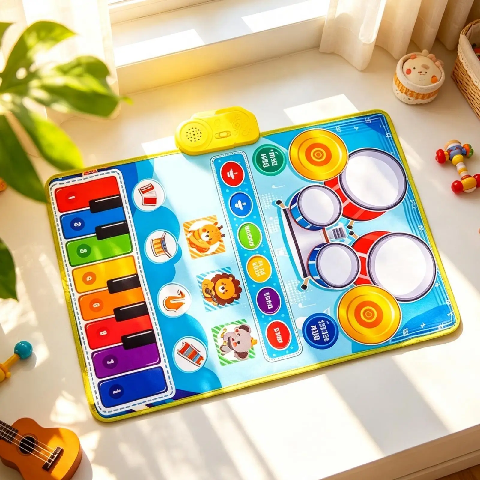 Kids Piano Mat Sensory Drum Multi-functional Musical Educational Toys Music Play Mat For Stroller Nursery Crib Carseat Playtime