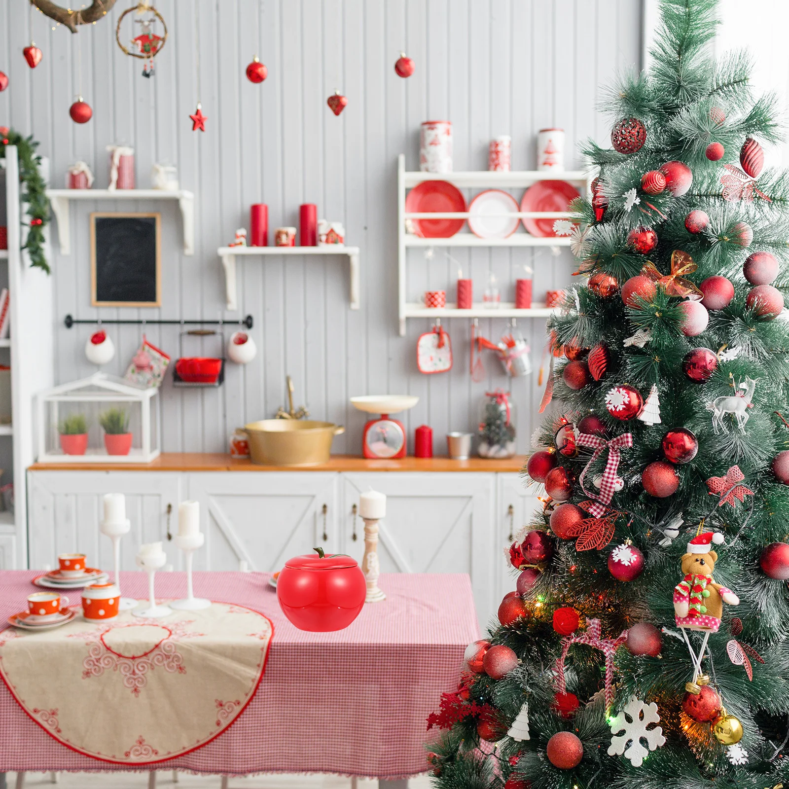 

1Pcs Ceramic Candy Jar Creative Fruit Lid Decorative Desktop Food Container Xmas Tea Bottle Porcelain Storage Bottles