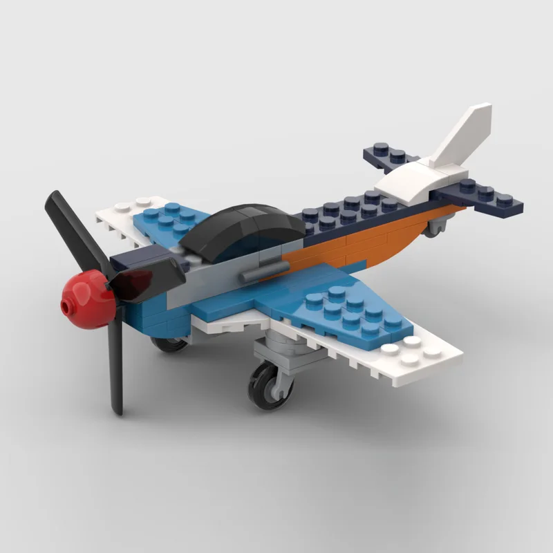 Pesawat Baling-Baling MOC Blok Bangunan Peralatan Perang Teknologi Modular Hadiah Liburan Rakitan Mainan Anak-Anak