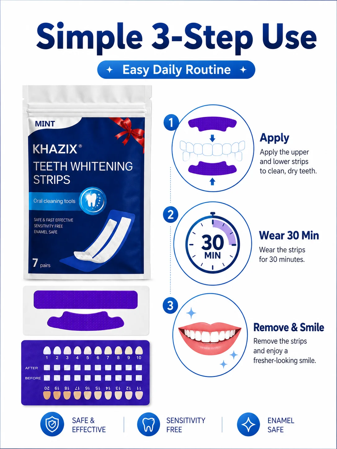 7 pairs Dental Care Strips Oral Hygiene Teeth Patch Fresh Breath Mouth Cleaning Strips for Daily Use view 4