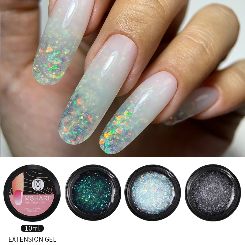 MSHARE 10g Sequin Glitter Builder Extension Nail Gel Polish Shiny UV LED Nails Glue For Nail Art