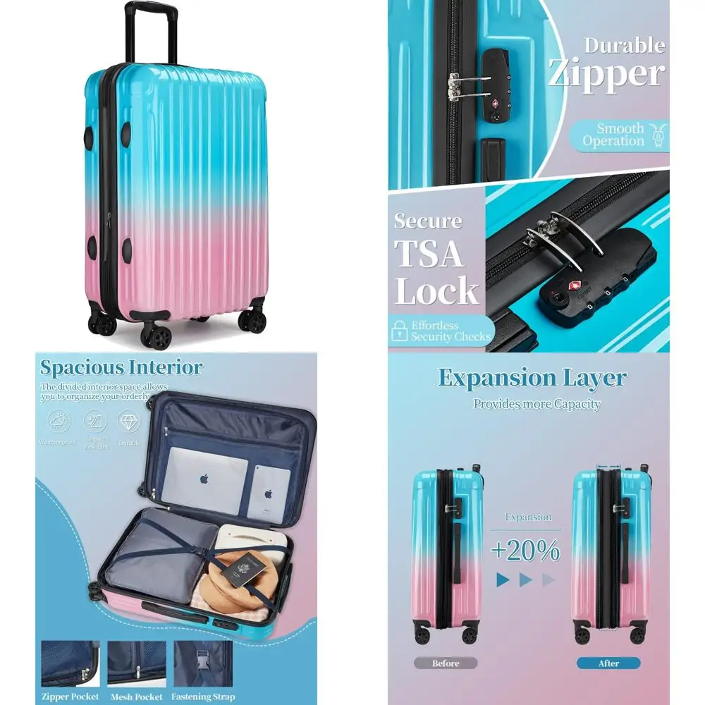 

Большой 20-дюймовый чемодан с твердой поверхностью на колесах, замком TSA, чемодан для ручной клади для путешествий