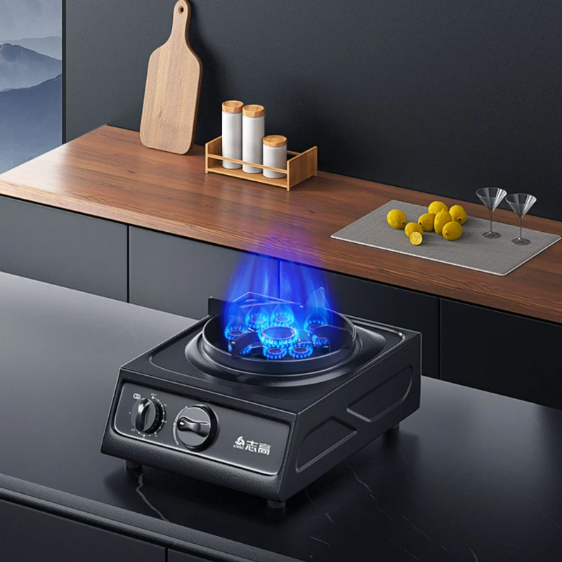 

5.2KW Nine-chamber Fierce Fire Gas Stove Household Desktop Liquefied Gas Cooktop Stainless Steel Natural Gas Single-eye Stoves