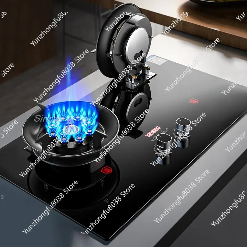 Kitchen Gas Stoves Flipped Dual Kitchen Embedded Nature Gas/LPG Timing Stove Desktop Dual-Use Cooktop