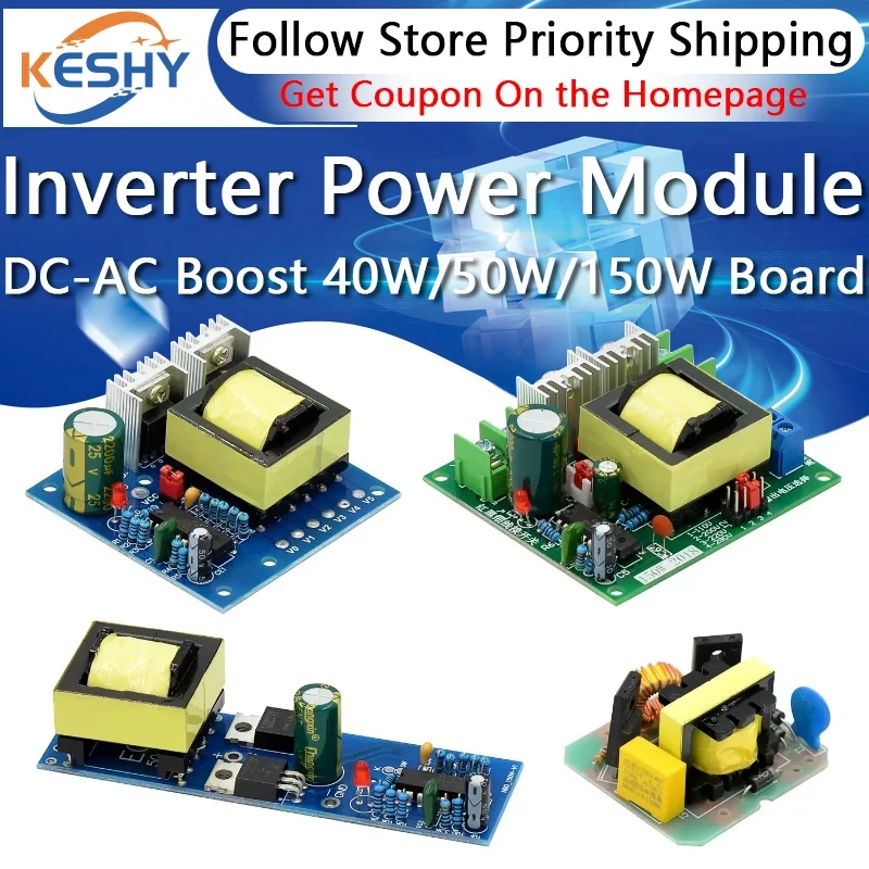 DC-AC Inverter Power Module Board Battery DC12V to 220V Booster Module 40W/50W/150W/500W Step Up Board