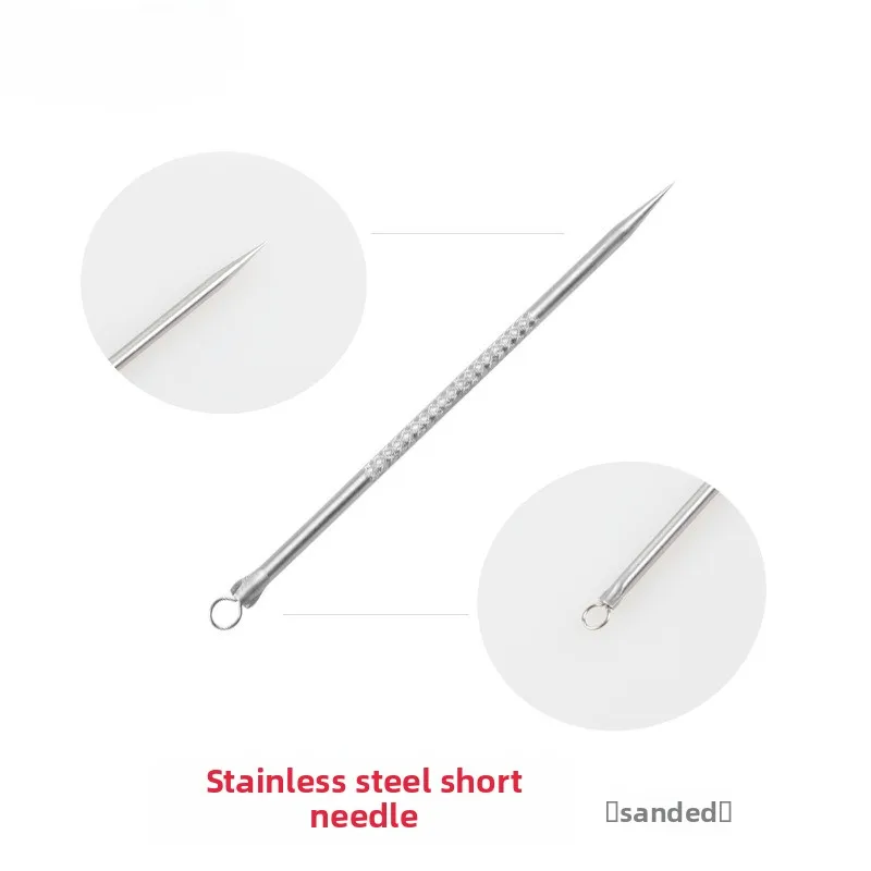 Estrattore di comedoni in acciaio inossidabile da 8 cm - Mini ago per acne per la rimozione di punti neri e brufoli (portatile, 8 cm)