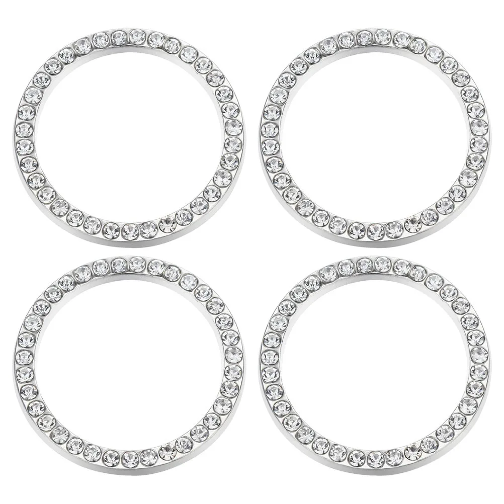 

4Pcs Car Engine Start Button Circles Rhinestone Bling Decoration Push to Start Button Cover Car Interior Accessories