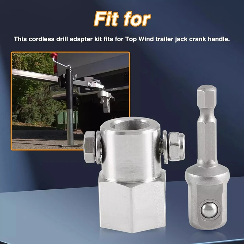 ABPP-Adattatore per punta da trapano adattatore per trapano a batteria con punta a bussola da 1/2 pollice per manovella per martinetto per rimorchio